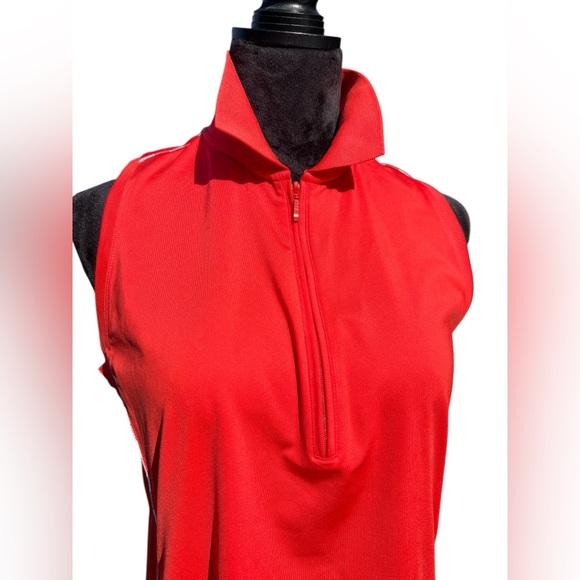 Peter Millar Sun Comfort Orange Sleeveless Polo L UPF 50+ Golf Tennis Active Top - Picture 4 of 10